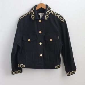 St. John Collection Black Jacket with Gold Chain Accents